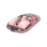 Everest SM-BT89 OPAL Şarj Edilebilir Sessiz Pembe Transparan RGB 2in1 2BT ve 2.4GHz Kablosuz Mouse