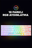 Brıar Type-C Bağlantılı RGB Puding Tuşlu Mekanik Red Switch Türkçe Q Gaming Oyuncu Klavyesi Beyaz