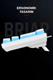 Brıar Type-C Bağlantılı RGB Puding Tuşlu Mekanik Red Switch Türkçe Q Gaming Oyuncu Klavyesi Beyaz