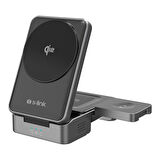 S-Link SW-CWF116 Siyah Telefon Kulaklık Akıllı Saat 15W 3 in 1 Magsafe IQ2 Kablosuz Şarj Cihazı