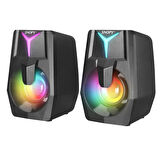 SNOPY SN-X22 STYLE 2.0 Multimedia Led Işıklı 3W*2 Siyah USB Gaming Speaker Hoparlör