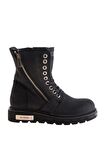 Black Hakiki Deri Kadın Bot & Bootie M0777053903