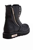 Black Hakiki Deri Kadın Bot & Bootie M0777053903
