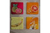 İlüstrasyon Meyve Manipülasyon Doğal Taş Bardak Altlığı 4'lü set - Natural Stone Coasters