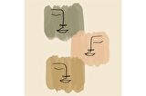 Line Art Obje Bitki Surat Doğal Taş Bardak Altlığı 4'lü set - Natural Stone Coasters