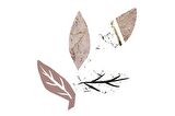 Pembe Desenli Yapraklar Doğal Taş Bardak Altlığı 4'lü set - Natural Stone Coasters