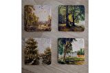 Sonbahar Ağaçları Doğal Taş Bardak Altlığı 4'lü set - Natural Stone Coasters