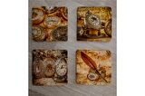 Köstekli Saatler Doğal Taş Bardak Altlığı 4'lü set - Natural Stone Coasters