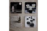 Spa Taşları ve Kiraz Çiçeği Doğal Taş Bardak Altlığı 4'lü set - Natural Stone Coasters