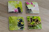 Spa Taşları ve Orkide Doğal Taş Bardak Altlığı 4'lü set - Natural Stone Coasters