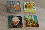 Van Gogh Eserleri Doğal Taş Bardak Altlığı 4'lü set - Natural Stone Coasters