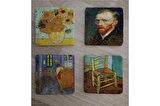 Van Gogh Eserleri Doğal Taş Bardak Altlığı 4'lü set - Natural Stone Coasters