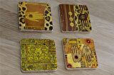 Afrika Etnik Desenler Doğal Taş Bardak Altlığı 4'lü set - Natural Stone Coasters