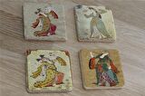Levni Kadın Minyatürleri Doğal Taş Bardak Altlığı 4'lü set - Natural Stone Coasters