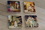 Oryantal Figürler Doğal Taş Bardak Altlığı 4'lü set - Natural Stone Coasters