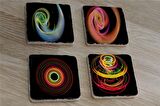 Radyal Renkli Tasarımlar Doğal Taş Bardak Altlığı 4'lü set - Natural Stone Coasters