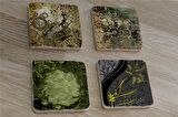 Yeşil Soyut Tasarımlar Doğal Taş Bardak Altlığı 4'lü set - Natural Stone Coasters