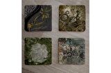 Yeşil Soyut Tasarımlar Doğal Taş Bardak Altlığı 4'lü set - Natural Stone Coasters