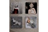 Marilyn Monroe Fotoğrafları Doğal Taş Bardak Altlığı 4'lü set - Natural Stone Coasters