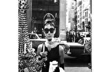 Siyah Beyaz Audrey Hepburn Fotoğrafları Doğal Taş Bardak Altlığı 4'lü set - Natural Stone Coasters