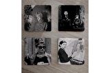 Charlie Chaplin Frida Kahlo Audrey Hepburn Marilyn Monroe Doğal Taş Bardak Altlığı 4'lü set - Natural Stone Coasters