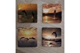 Yunus Balıkları Doğal Taş Bardak Altlığı 4'lü set - Natural Stone Coasters