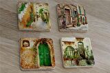 Taş Evler Doğal Taş Bardak Altlığı 4'lü set - Natural Stone Coasters