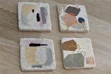 Modern Soyut Tasarımlar Doğal Taş Bardak Altlığı 4'lü set - Natural Stone Coasters