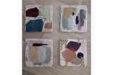Modern Soyut Tasarımlar Doğal Taş Bardak Altlığı 4'lü set - Natural Stone Coasters