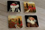 Manzaralar ve Modern Rönesans Portreleri Doğal Taş Bardak Altlığı 4'lü set - Natural Stone Coasters