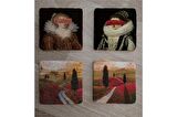 Manzaralar ve Modern Rönesans Portreleri Doğal Taş Bardak Altlığı 4'lü set - Natural Stone Coasters