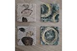 Soyut Tasarımlar Doğal Taş Bardak Altlığı 4'lü set - Natural Stone Coasters