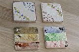 Çiçekli Desenler Doğal Taş Bardak Altlığı 4'lü set - Natural Stone Coasters