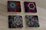 Geometrik Desenler Doğal Taş Bardak Altlığı 4'lü set - Natural Stone Coasters