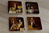 Eski Objeler Natürmort Doğal Taş Bardak Altlığı 4'lü set - Natural Stone Coasters