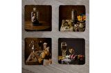 Eski Objeler Natürmort Doğal Taş Bardak Altlığı 4'lü set - Natural Stone Coasters