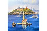 Galata Eminönü Kız Kulesi ve Ortaköy Doğal Taş Bardak Altlığı 4'lü set - Natural Stone Coasters