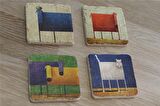 Kedi Köpek ve Sevimli Hayvanlar Doğal Taş Bardak Altlığı 4'lü set - Natural Stone Coasters