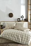 Cozy Home Çift Kişilik Lastikli Çarşaflı Nevresim Takımı Kare Krem