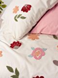 Cotton Box Puff Nakışlı Ranforce Çift Kişilik Nevresim Takımı Blossom Somon