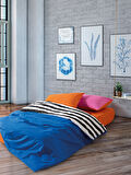 Cozy Home Popping Colors Tek Kişilik Lastikli Çarşaflı Nevresim Takımı Dusk Mavi