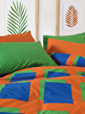 Cozy Home Popping Colors Tek Kişilik Lastikli Çarşaflı Nevresim Takımı Venus Mavi