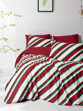Cozy Home Festive Çift Kişilik Lastikli Çarşaflı Nevresim Takımı Merry Kırmızı