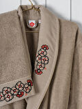 Cotton Box Folk Art Aile Bornoz Seti Yamka Bej-Antrasit