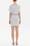 Gri Asimetrik kesim mini  elbise 90644 | 40