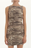 Kahve Desenli dar mini elbise 90634 | 38