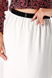 Beyaz Beli lastikli dar kesim etek 80415 | 48