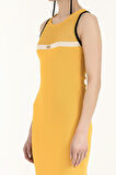 Sarı File örgülü triko elbise 28064 | 42
