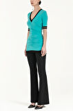 Mint V yaka örme bluz 18786 | 40