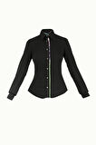 Siyah Dar kesim poplin gömlek 10487 | 38